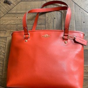 Coach orange leather tote